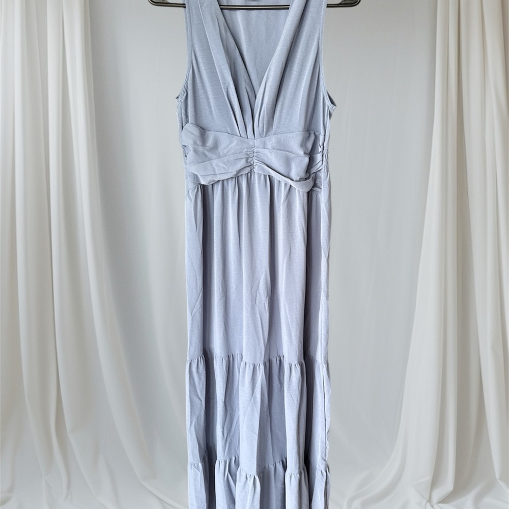 Elegant Sleeveless light dusty blue Maxi Dress